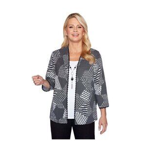 Alfred Dunner Riverside Drive Textured 2 for 1 Top Detachable Necklace Sz XL NWT